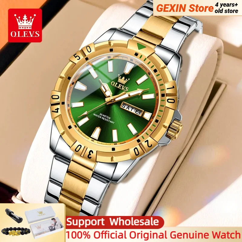 

OLEVS TY717 Эксклюзивные кварцевые часы серии для дайвинга для мужчин, водонепроницаемые светящиеся мужские наручные часы с календарем из нержавеющей стали