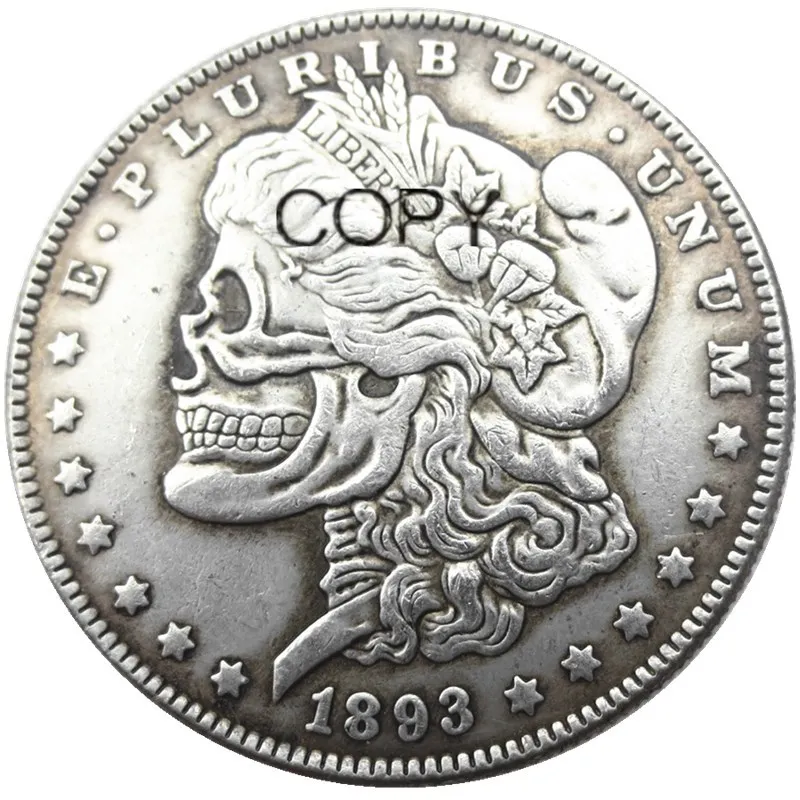 US Hobo 1893-P-CC-S-O Morgan Dollar skull zombie skeleton Silver Plated Copy Coins