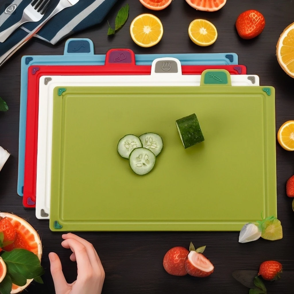 Cutting Boards With Holder 4pcs Sets For Kitchen Anti Bacterium Plastic Chopping Baby Complementary Food Board Bracket Non-slip