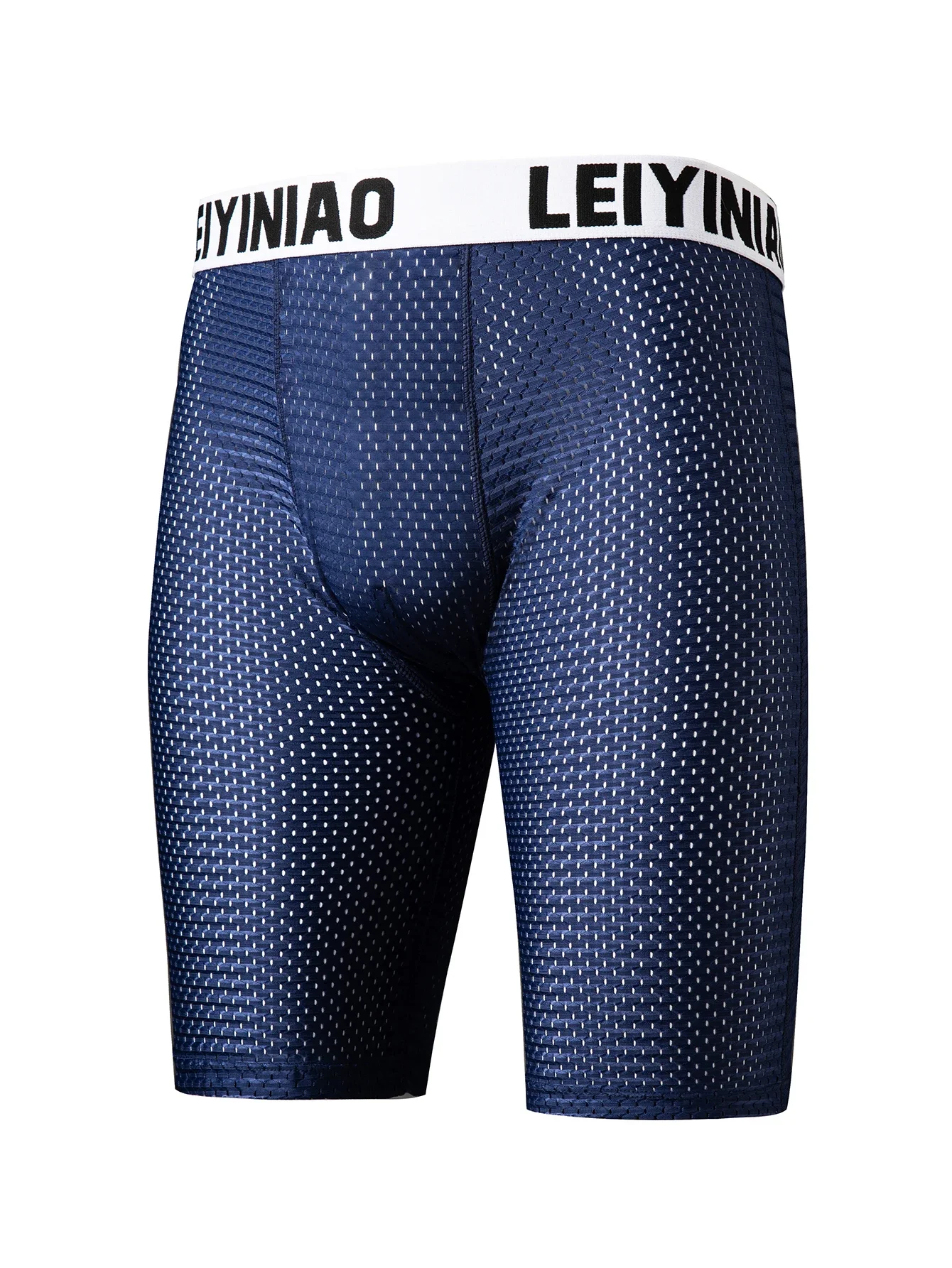Men's Boxers Shorts Ice Silk Mesh Underwear Cueca Breathable U Convex Pouch Panties Man Middle Long Leg Underpants Large Size