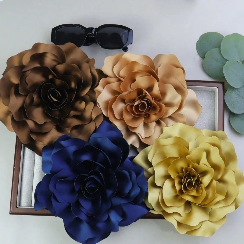 

20CM Exaggerated Satin Rose - Personalized Colorful Fabric Flower Corsage for Women | Luxury Applique Fabrics Set