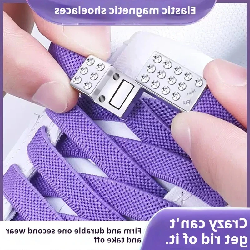 Diamant-elastische Schnürsenkel, keine Krawatte, Schnürsenkel für Turnschuhe, flach, breit, magnetisch, Schuhzubehör, Damen und Herren