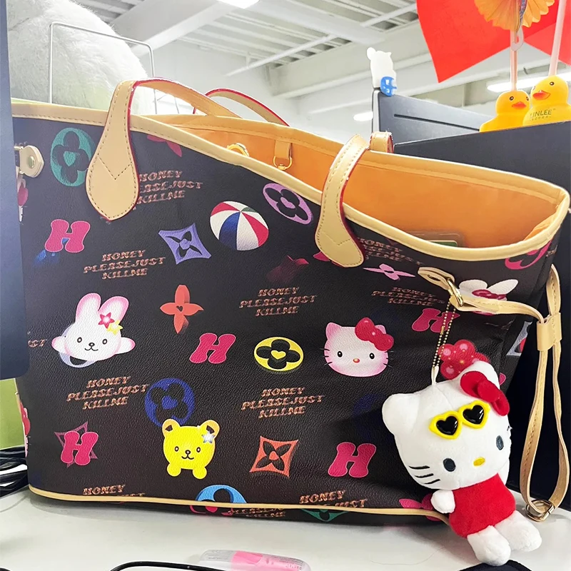 Kawaii Sanrio Shoulder Bag Hello Kitty Y2K Cartoon Cute Student Girls Handbag Travel Cosmetic Bento Storage Bag Toys Girls Gifts