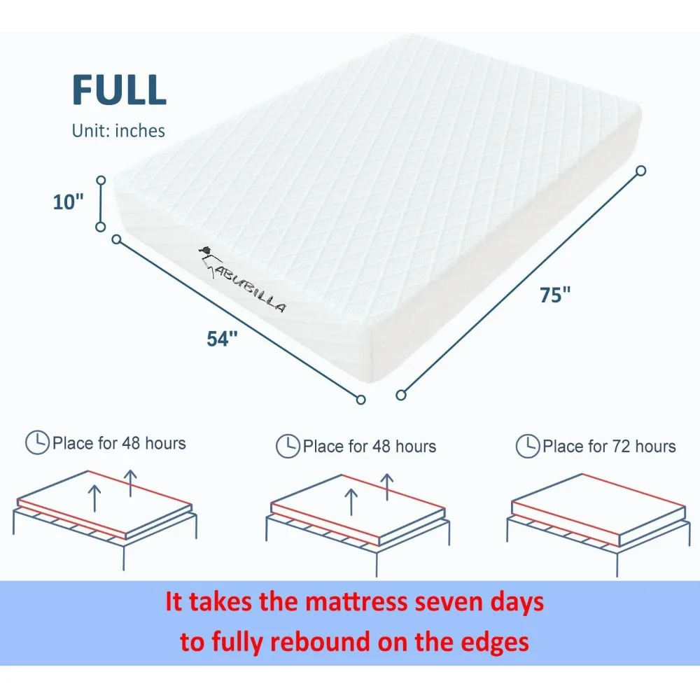 10 Inch Full Mattress,Full Mattress, Guest Room Mattress，Suitable for Camping Mattresses, Memory Foam Topper Cooling Mattress