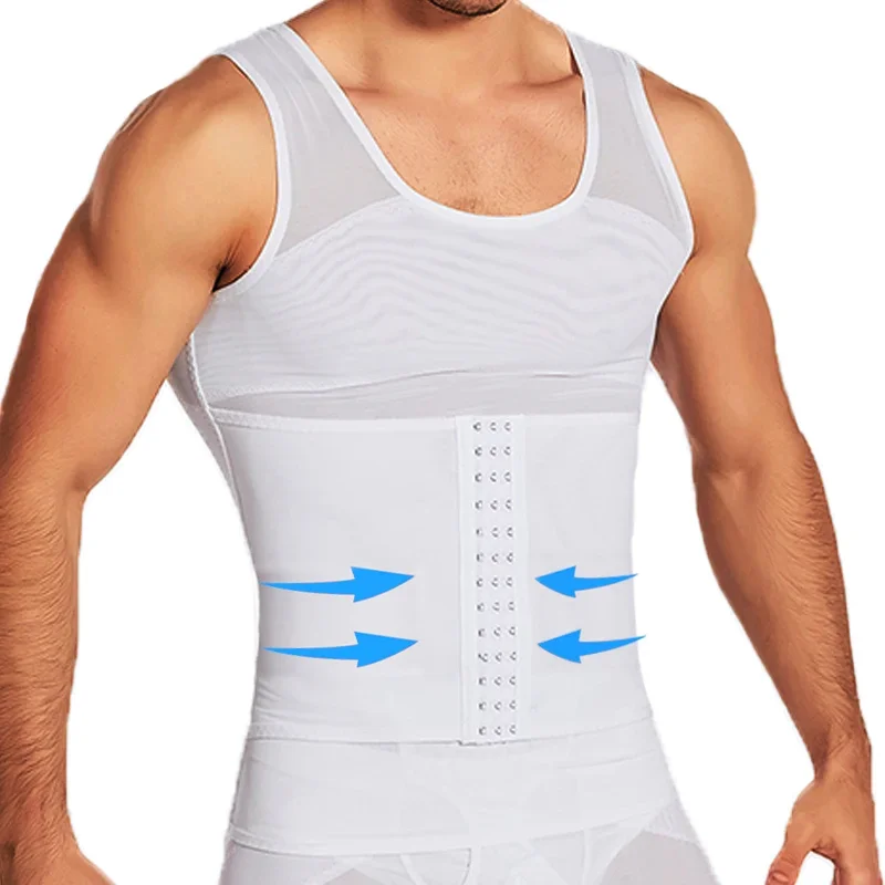 Men Waist Trainer Girdle Shapewear Slimming Body Shaper Tummy Vest Mesh Breathable Fabric Corset Correction Abdomen Tank Top