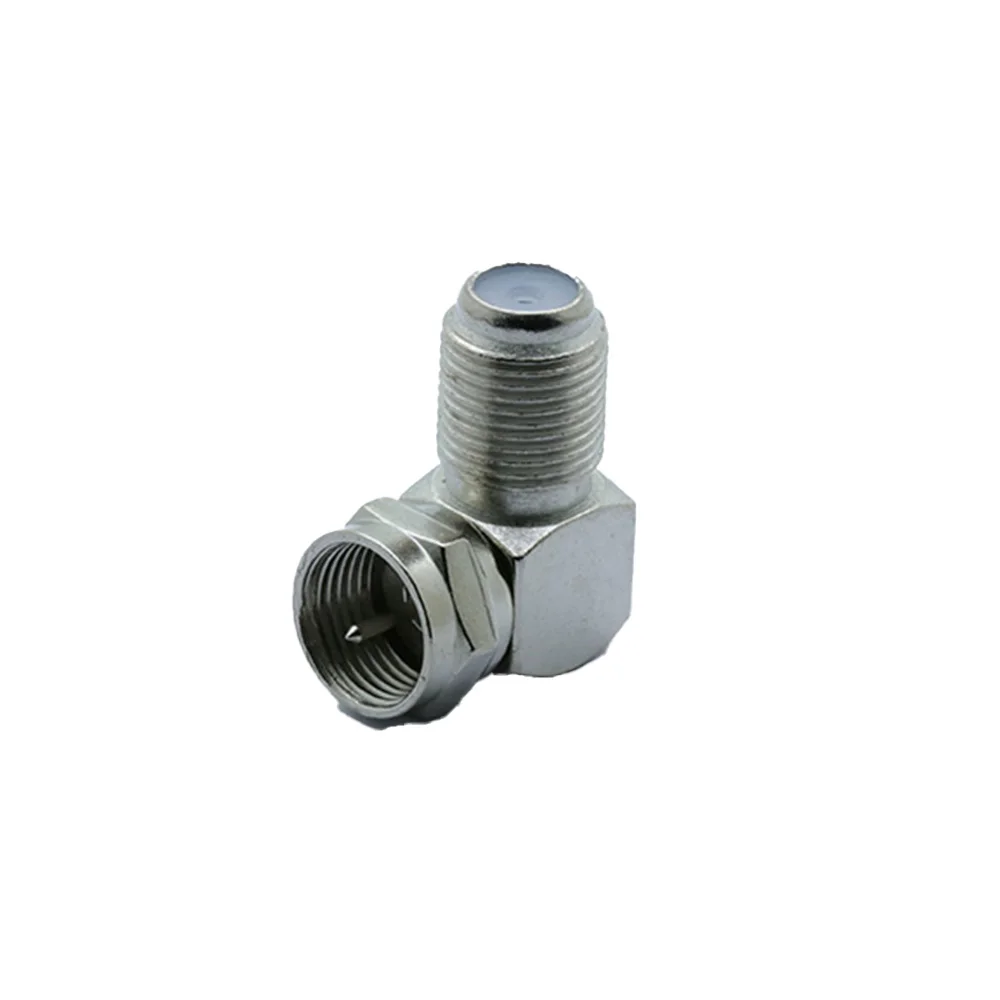 1PC Angled Right Angle Inch Connector F Male Plug to F Female Jack Cable TV Set-Top Box Adapter