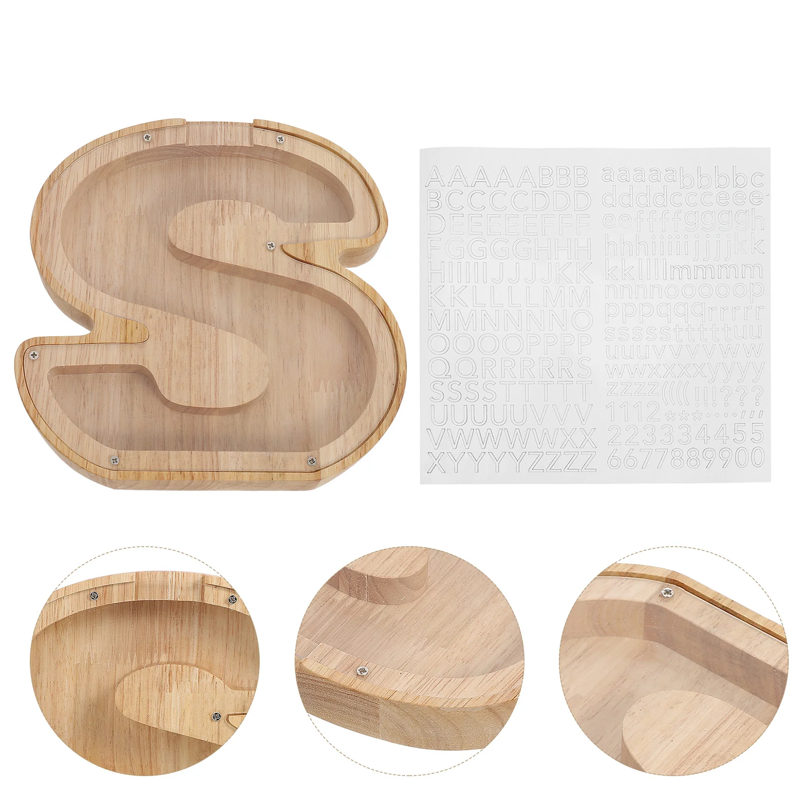 

1Pcs Wooden Letter Saving Pot Cartoon Style Saving Bank Home Decor Creative Coin Container Desk Decoration Money Pot