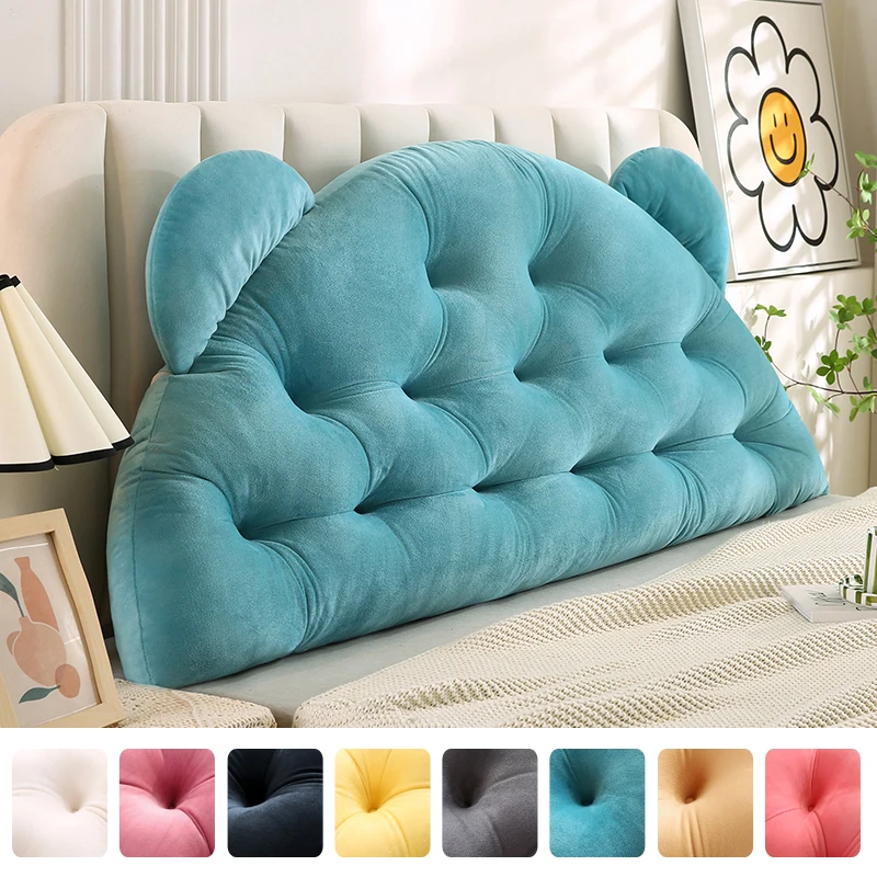 

Velvet Bear Ear Kids Upholstered Headboard, Back Pillow for Sitting Up in Bed, Back Support for Leaning Wall