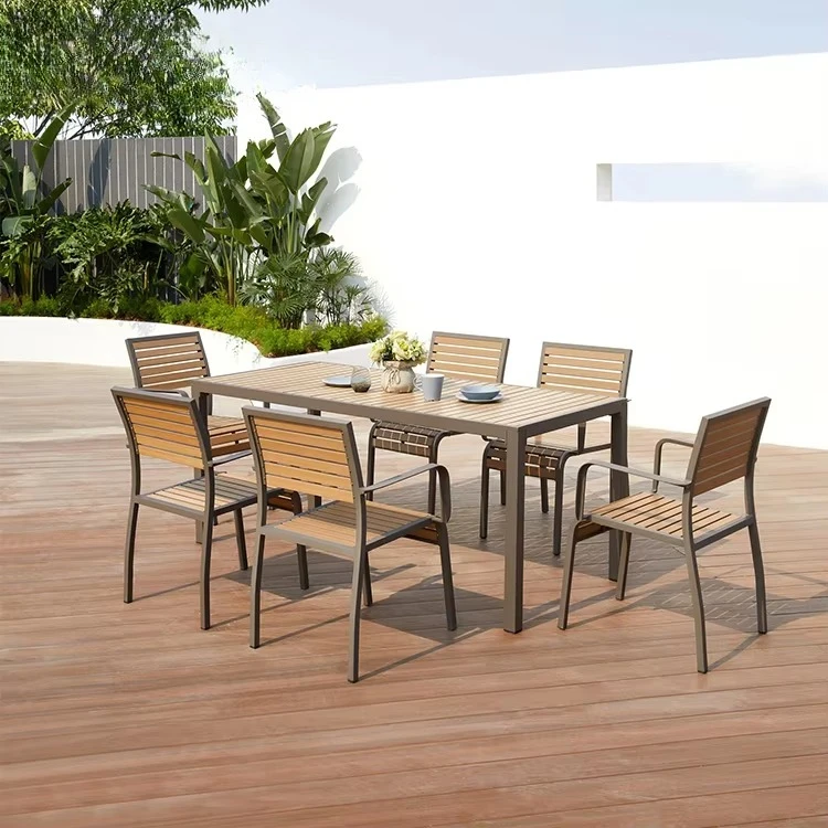 Factory Price Garden Out Door Furniture Restaurant Aluminum Patio 4-6 People Minimalist Outdoor Dining Room Set