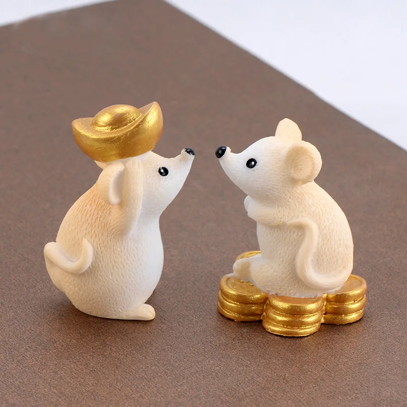

Mouse Gold Money figurine cartoon Animal Model Moss landscape Resin Craft DIY home miniature fairy garden decoration accessories