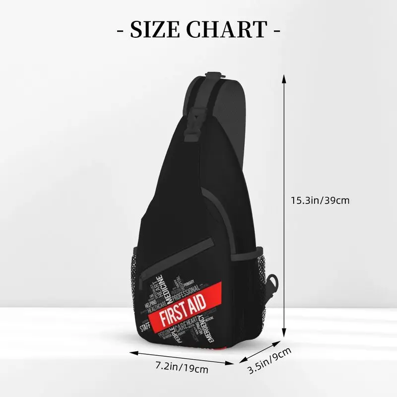 Fashion First Aid Word Cloud Collage Sling Bags for Cycling Camping Men's Doctor Nurse Chest Crossbody Backpack Shoulder Daypack