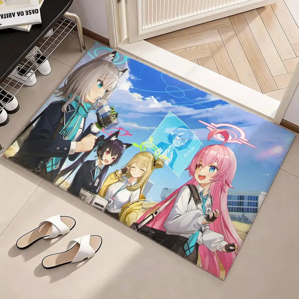 Anime B-Blue Archive Tsukatsuki Rio Floor Mat Soft Flannel Non-Slip Door Mat - Thickened Rug for Living Room Home Decor