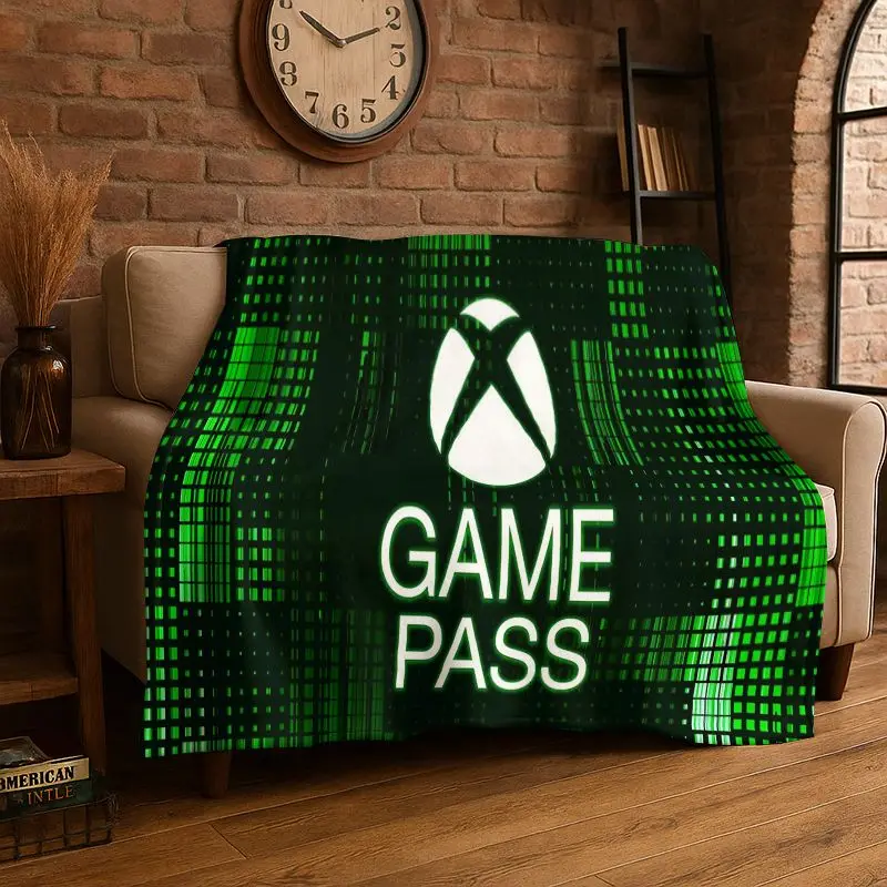 retro Xbox Gaming Gamer Logo Flannel Blanket Soft Warm Throw Blanket for Bedroom Living Room Bed Travel Camping Picnic Gift