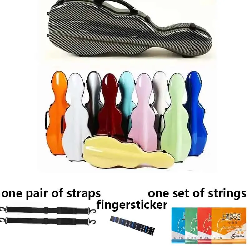 Multicolor Violin Case Carbon Fiber 4/4 3/4 Violin Box Compression-Resistant Double Shoulder Strap