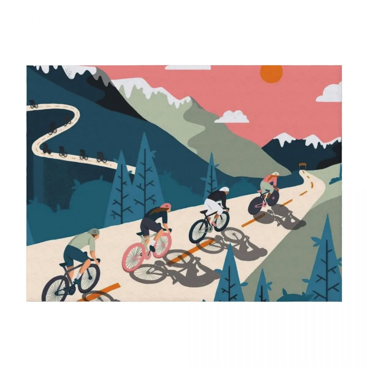 

Cycling Race Vintage Art Throw Blanket Flannel Fabric Plaid Thin Blankets