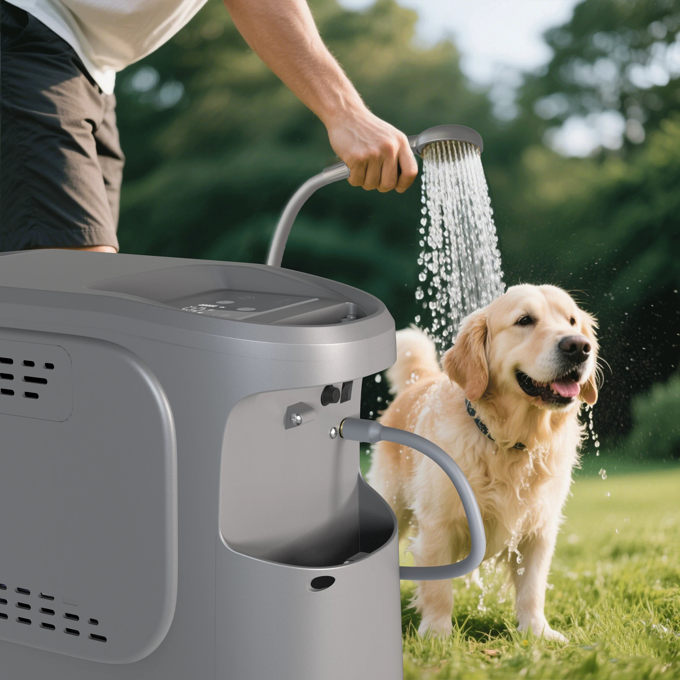 

5200mAh Rechargeable Built-in Battery DC 12V Outdoor Camping Shower with Tip-Over Protection Shutoff Gas Water Heater