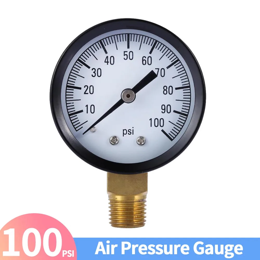 100 PSI 0.25in Air Pressure Gauge Meter Hydraulic Tester Manometer