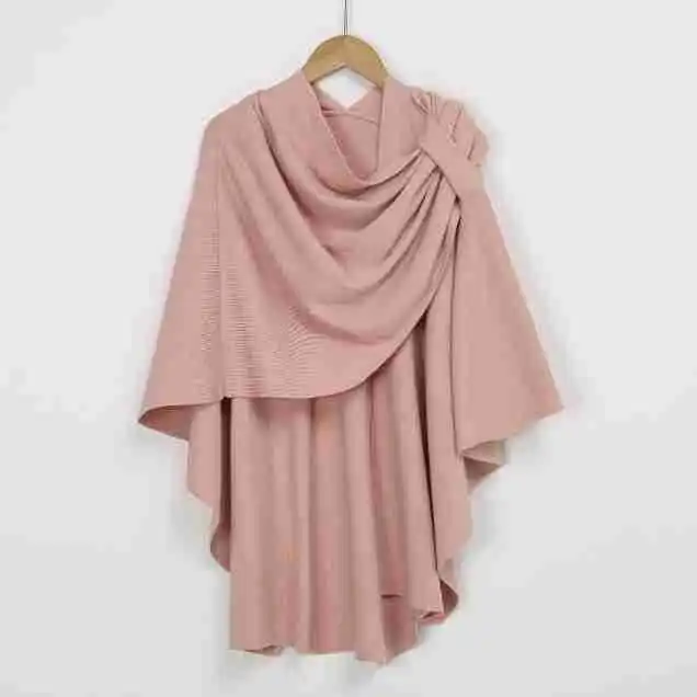 Chal elegante envuelve Poncho frontal abierto suave para mujer capa holgada con cuello en V Casual Color sólido Poncho frontal abierto suave camisa de murciélago Casual