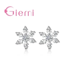 Hot Selling Snow Flake Cubic Zirconia 925 Sterling Silver Generous Anniversary Party Gift Women Boutique Stud Earrings