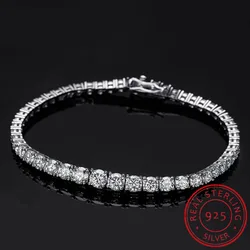 4mm D Color Moissanite Tennis Bracelets 4 Prong Setting Classic Trendy Women Man Fine Jewelry s925 Sliver Bracelet