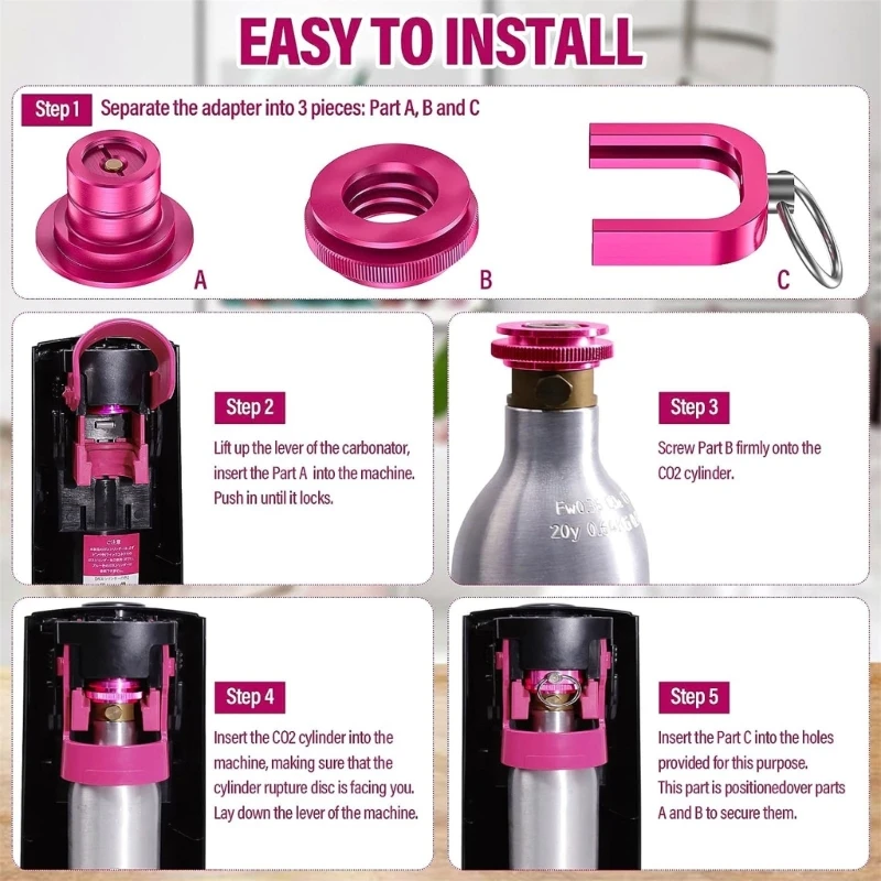 CO2 소다 용 CO2 퀵 어댑터 스파클링 온수기 소다 스트림 어댑터 실린더 사다리꼴 나사 TR21-4 Dropshipping