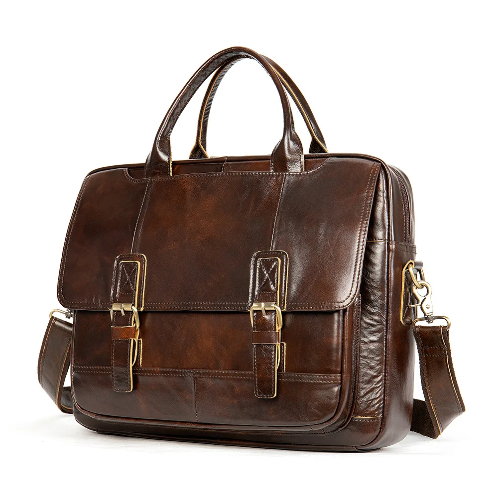 Borsa in pelle da uomo Valigetta da ufficio Messenger Uomo in vera pelle Borse per laptop da 15,6 pollici Borse da uomo Borsa a tracolla per 14 borse per computer