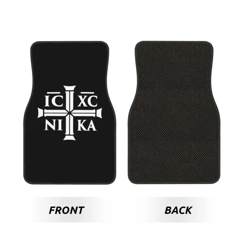 IC XC NIKA Cross Jesus Christ Car Floor Mats Set of 4 Pcs Non Slip Front and Rear Foot Mats Universal Car Mats Protector