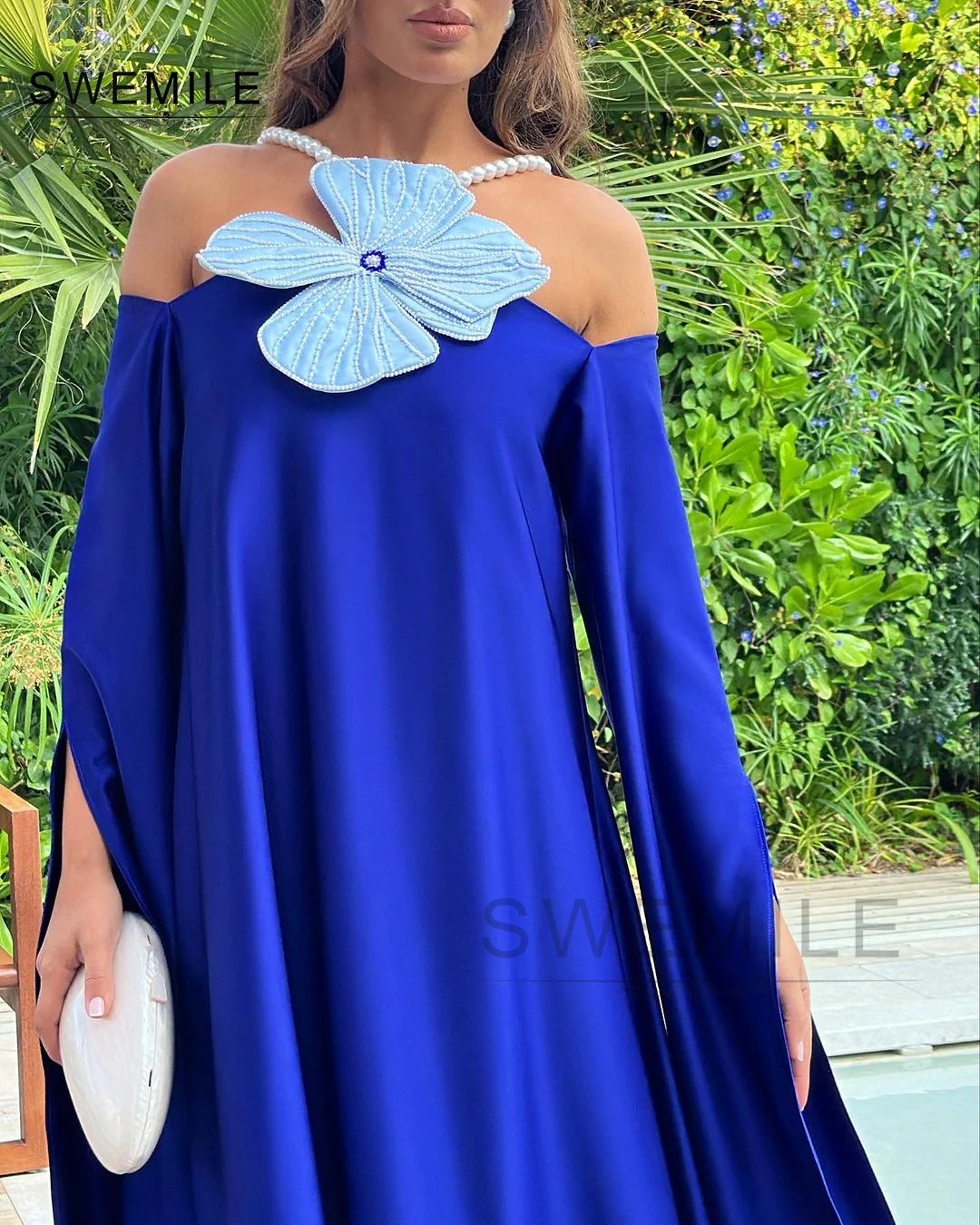 Blue dresses for women 2024 Floor-Length Prom Dress Hand-made flowers Zipper up Long dresses Birthday Dresses Luxury Valentines