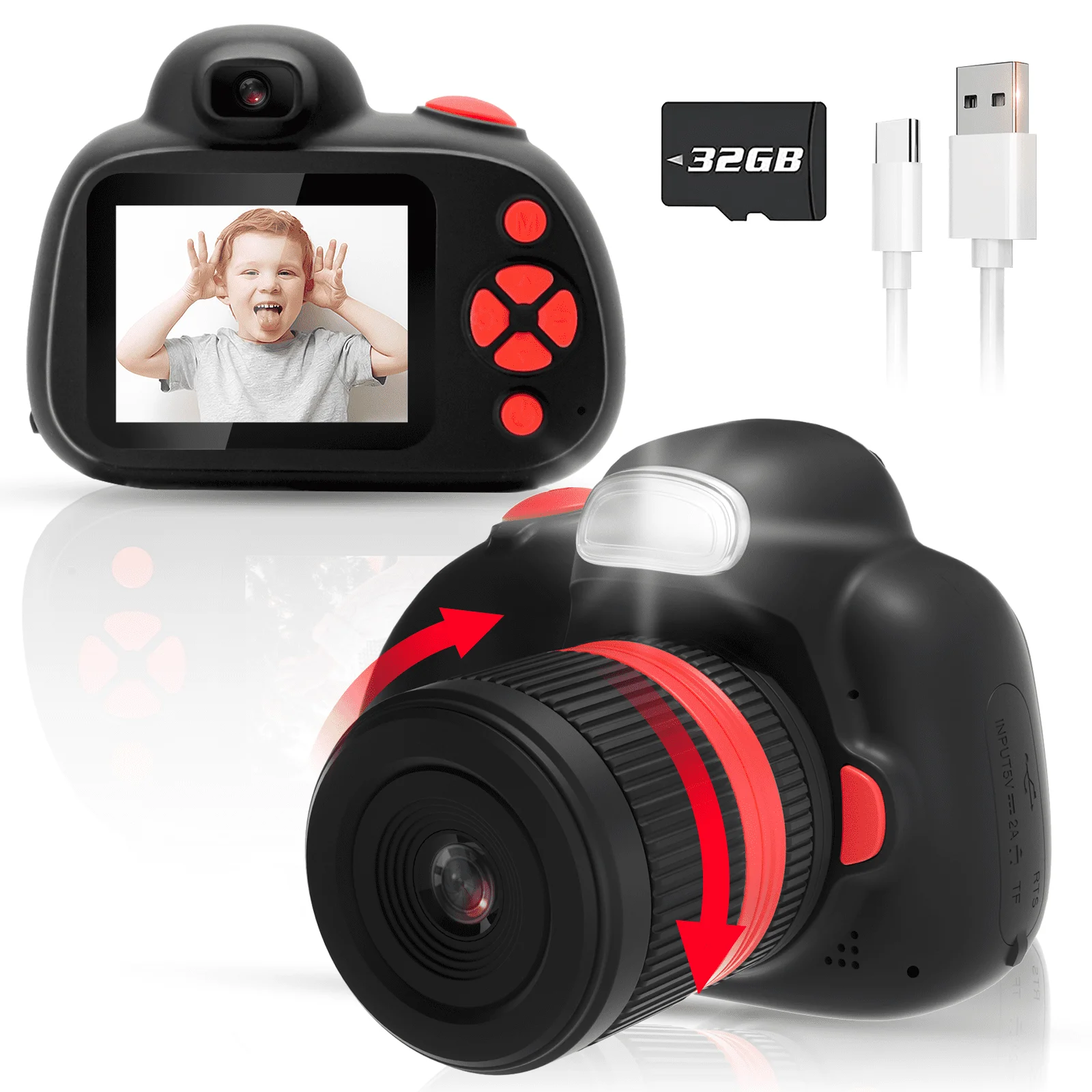 2.4-inch screen display high-definition 1080P mini SLR digital camera suitable for children, baby education toys, children's cam