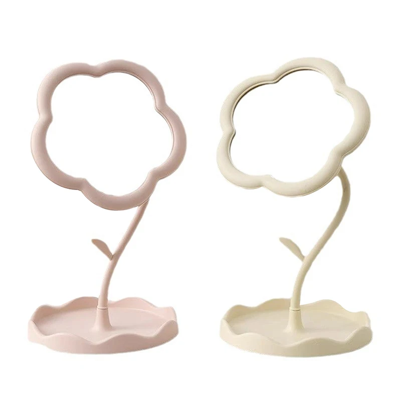 Espelho de maquiagem de mesa com design exclusivo de girassol, giratório, destacável, pendurado, joias, espelho cosmético de alta definição, 19*10.5cm