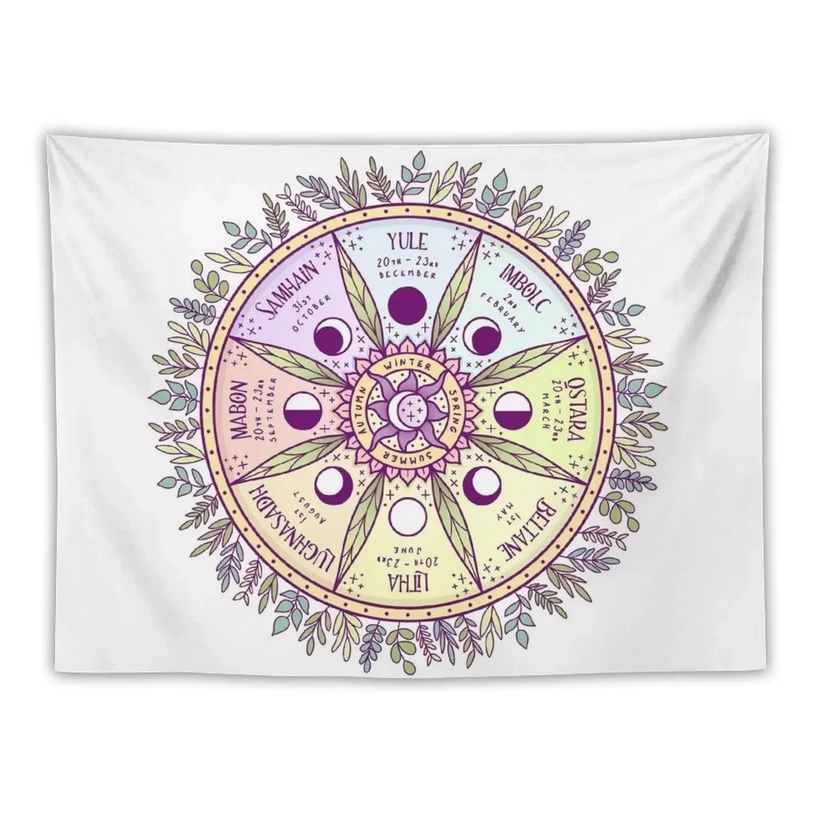 Wheel of the Year Tapestry Room Decor Aesthetic Wall Art Tapestry