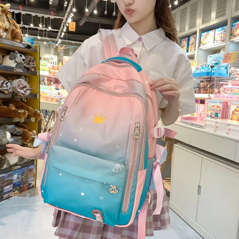 korean school backpack large capacity  High School Girls Backpack For Teenage Girls Multi Pockets New Kawaii Backpack