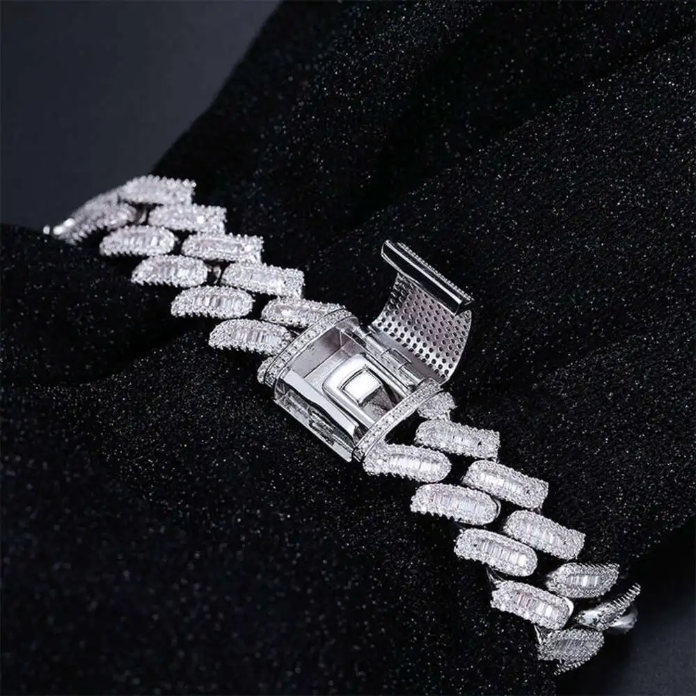 

Master Rocks Jewelry 925 Sterling Silver 15mm Hip Hop Bracelets Iced Out Vvs Moissanite Cuban Link Chain