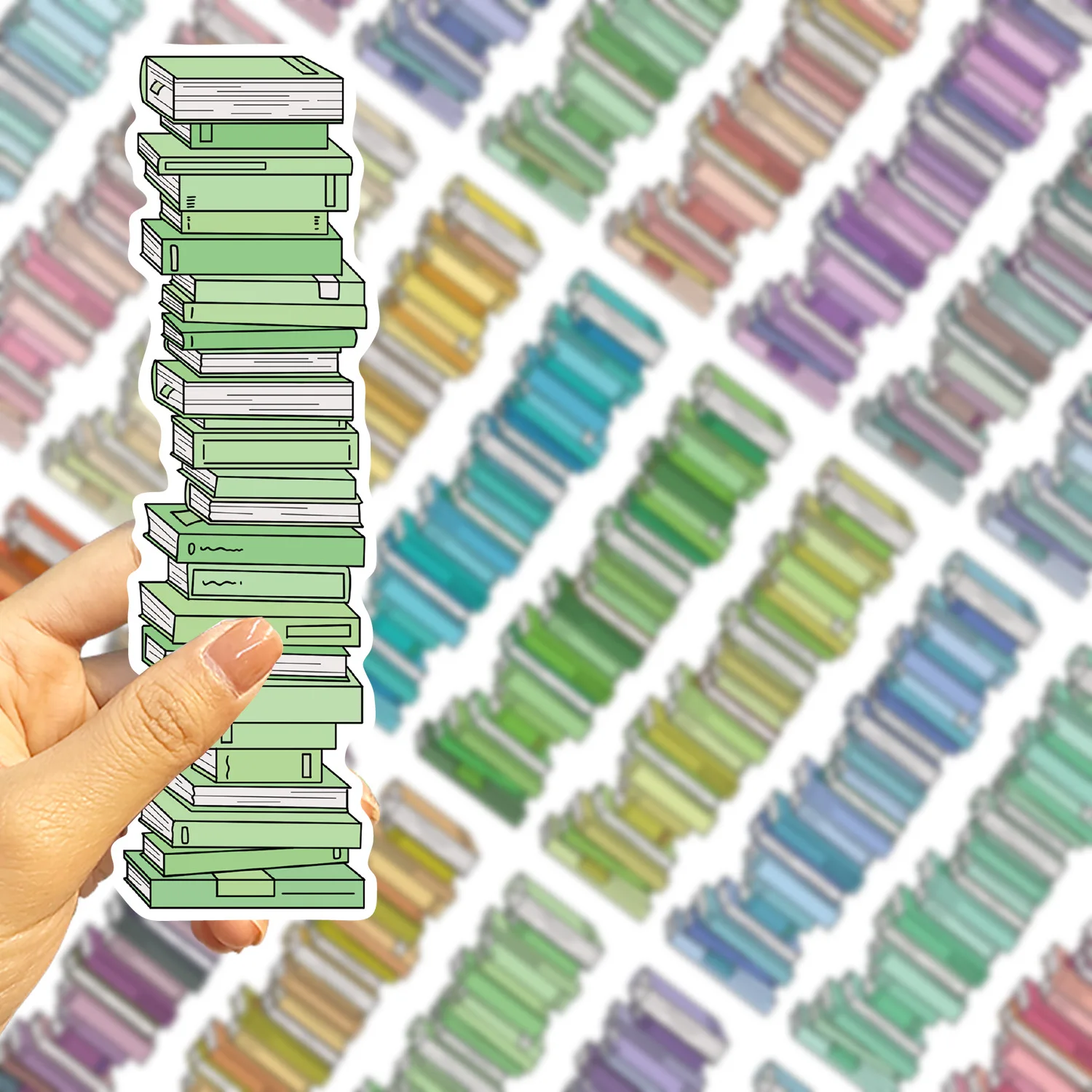 30Pcs/Set Cute Stacked Books Bookmark Stickers, Creative Book Reading Markers for Kids Students Teachers Kawaii Stationery Gifts