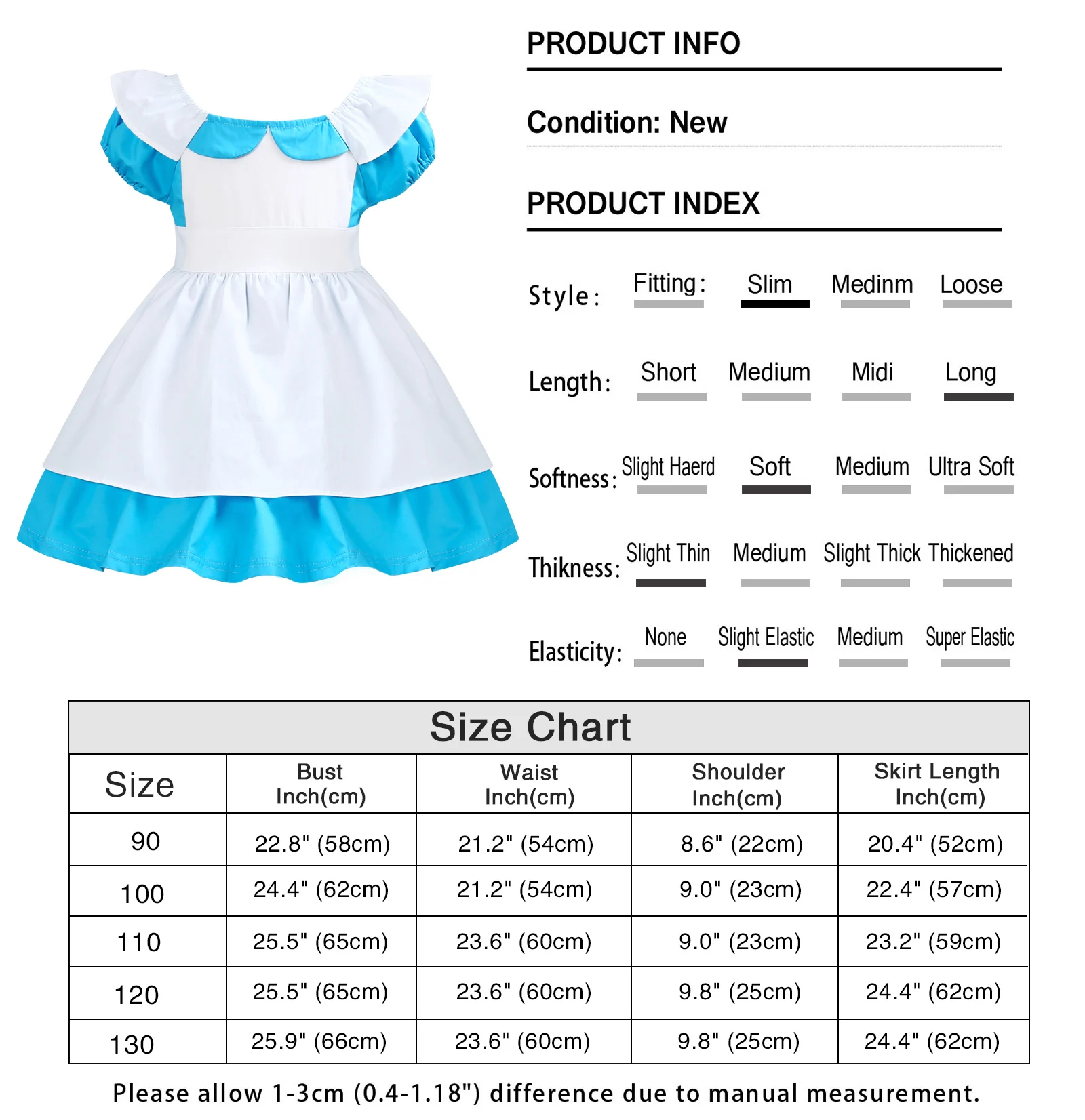 Jurebecia Alice In Wonderland Costume For Girls Birthday Princess Dress Up Clothes Easter Dresses Halloween Party Cosplay Outfit