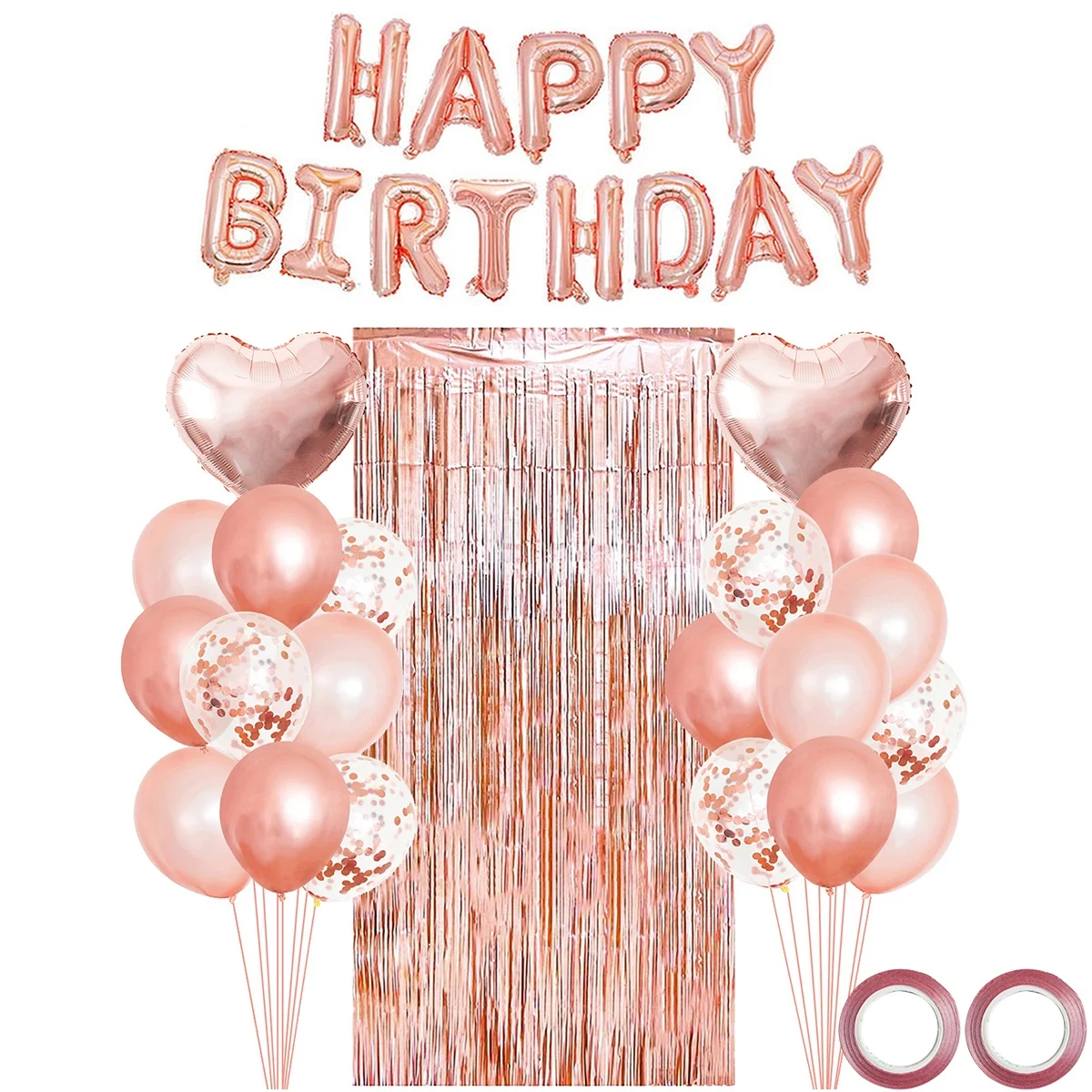 36Pcs Mixed Balloons Happy Birthday Party Decoration Metallic Foil Tinsel Curtain Background Boy Grils Birthday Party Decoration