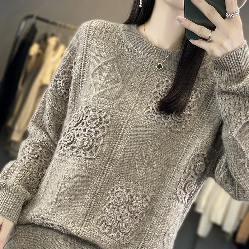 Women\'s Soft Cashmere Sweaters, Cashmere Knitting Pullovers, Long Sleeve, Loose Style, High Quality, NJ01, 2023, Fashion