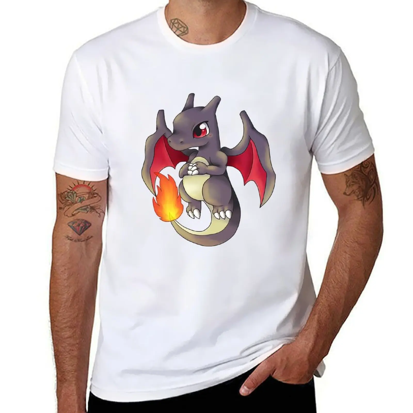 

Charizárd - Black Dragon Chibi T-Shirt man t shirt cotton t shirt man plain T-Shirt