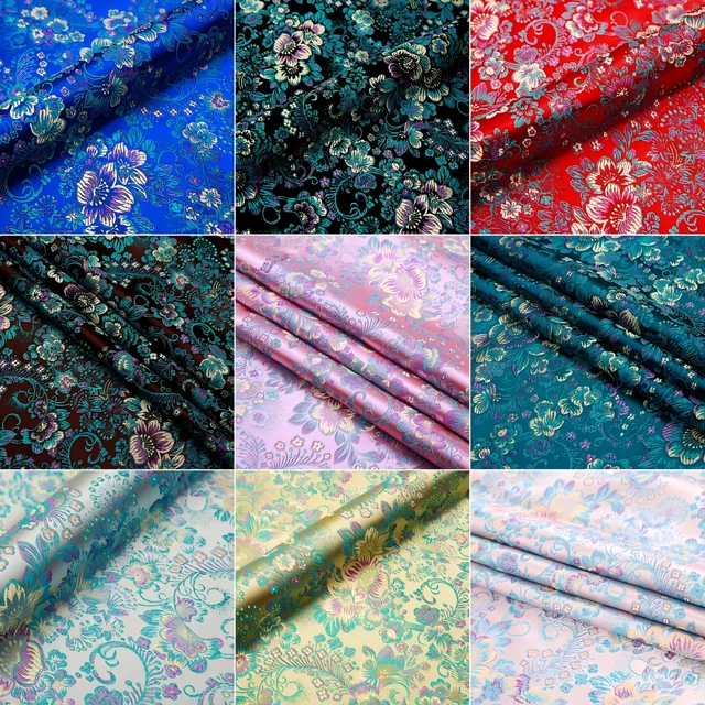 Tela de flores de plumas de Jacquard brocado de 0,5/1/2m para coser vestidos Cheongsam Material de kimono DIY costura ropa de descanso forro de traje