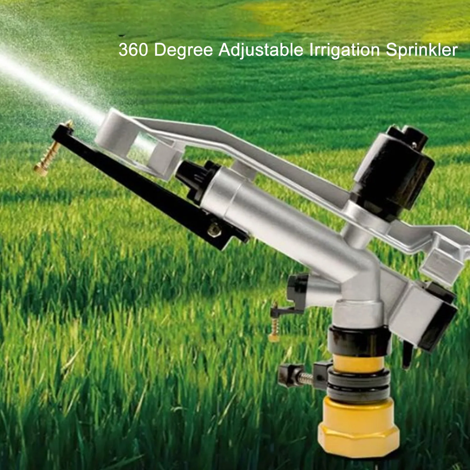 Impact Sprinkler 360 Degree Auto Rotating Large Area Irrigation Sprinkler with 1‑1/2 Inch FNPT Interface for Yard Garden Lawn