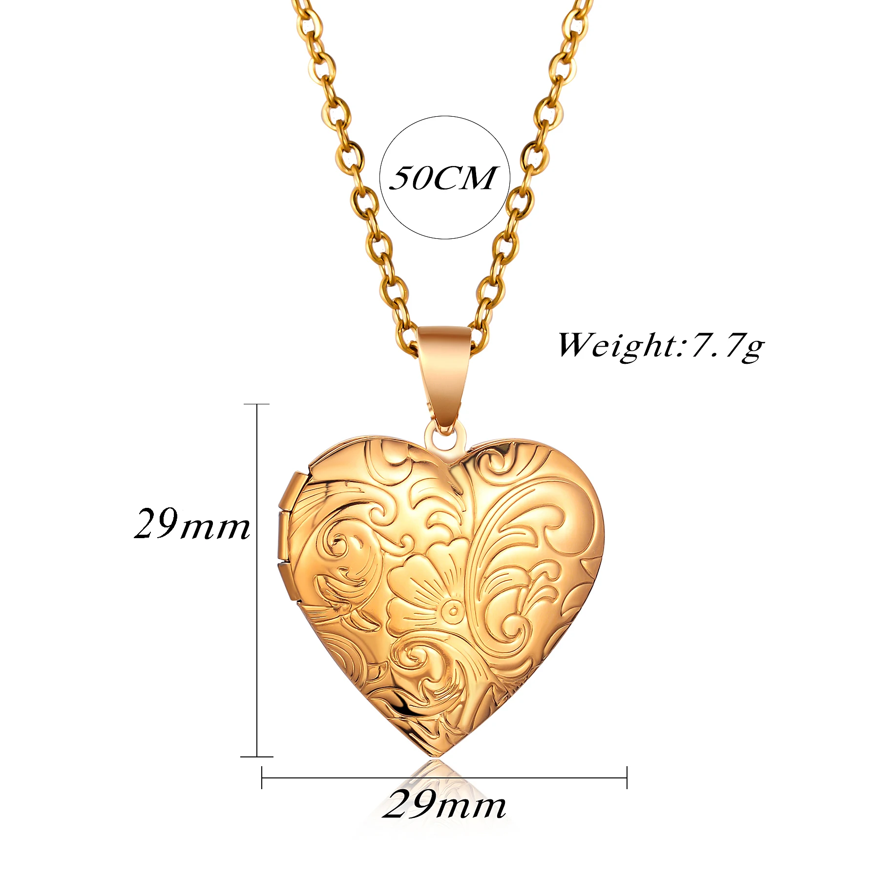 الأزياء الفولاذ المقاوم للصدأ الحب القلب المنجد المعلقات يمكن وضع صور قلادة لصديق الأسرة هدايا مجوهرات مخصصة #6