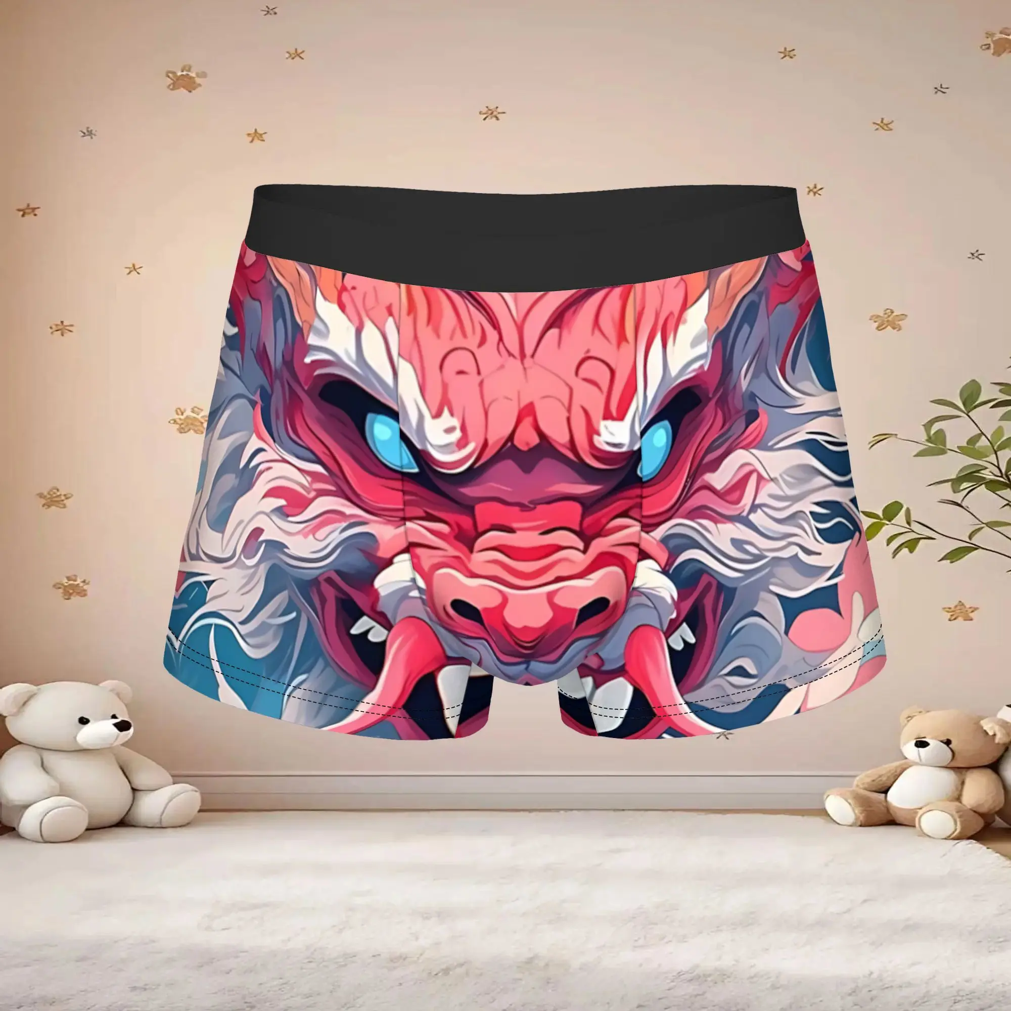 1pc Popular Japanese Angry Dragon Print boxers  adults  Homme Panties Men's Underwear Ventilate Shorts Boxer Briefs