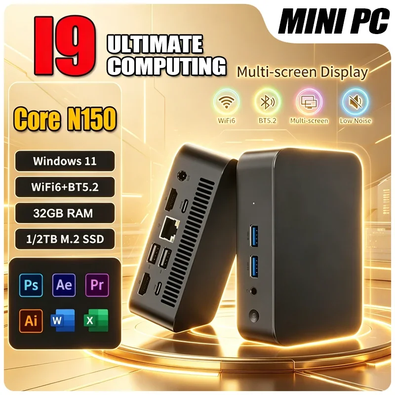 2026 NEW Mini PC Gamer Computer Windows 11 Core N150 32GB RAM 1/2TB SSD FHD Bluetooth WiFi6 TYPE-C Gaming Office 4K HDMI