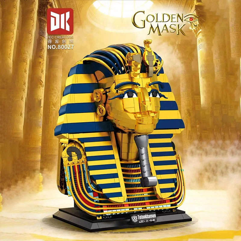 1603PCS Tutankhamun Golden Mask Building Blocks Set Ancient Egyptian Pharaoh King Tut Bust Model Architecture Brick Toy Gift