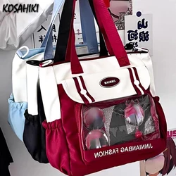 Patchwork All Match Tote Bags Jk Preppy Sweet Y2k Aesthetic Shoulder Underarm Bag 2024 Contrast Color Transparent Women Ita Bag