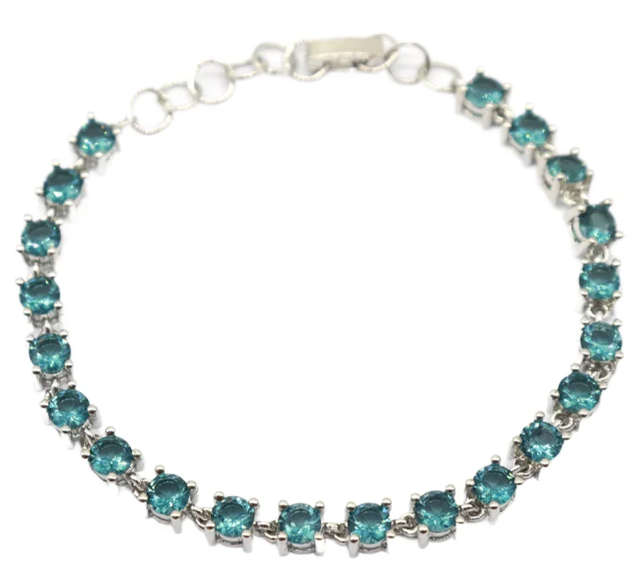 14 جرام 925 الصلبة فضة سوار مخصص الوردي الأزرق الصوفي لندن الأزرق سيترين الرودوليت طول 6.5-8.5 بوصة #5