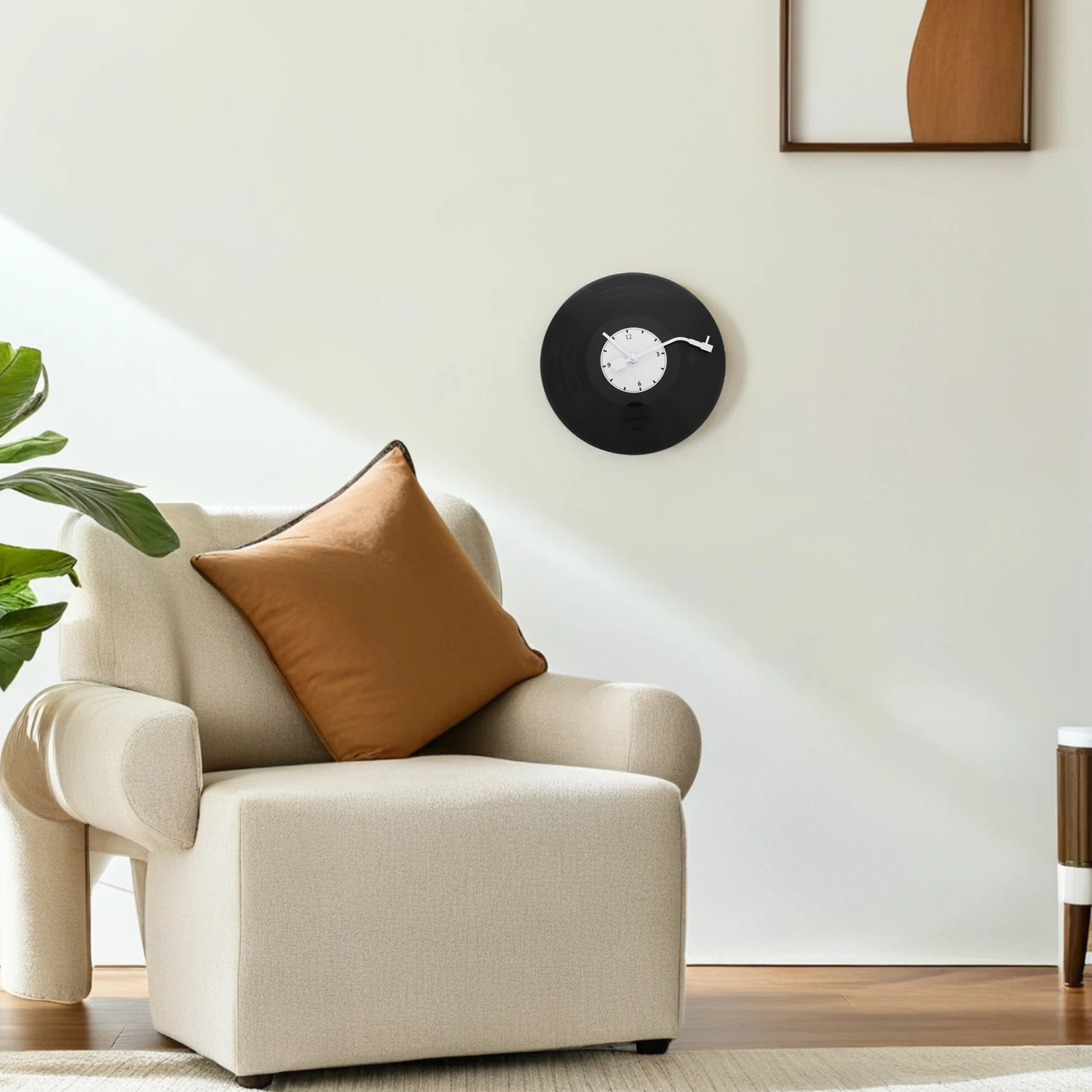 

Vinyl Record Wall Clock Black Blank Design Non-Ticking For Living Room Bedroom Kitchen Retro Music Decor Round Home Office