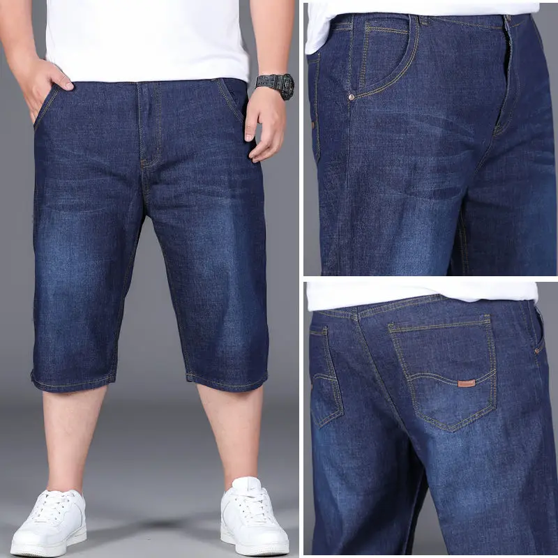 กางเกงยีนส์ขาสั้นผู้ชายระดับไฮเอนด์ใหม่สำหรับฤดูใบไม้ผลิและฤดูร้อนปี 2025 แบรนด์แฟชั่นลำลองหลวม กางเกงยีนส์ขาสั้นลำลองสไตล์ธุรกิจ
