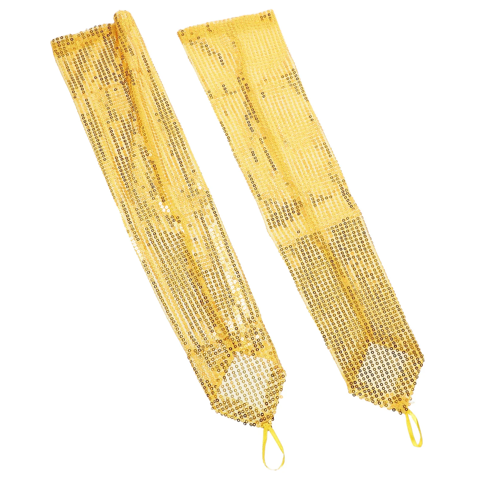 

1 Pair Long Fingerless Gloves Retro Sparkly Sequin Elbow High Women'S Polyester Arm Sleeves For Evening Party Dance Masquerade