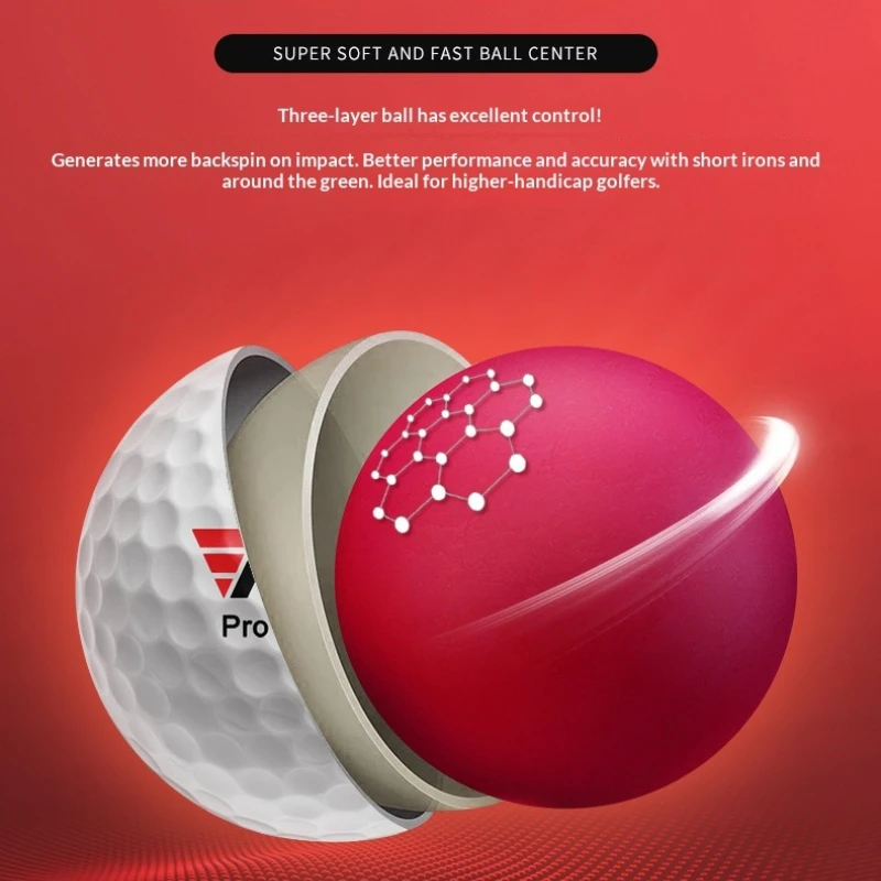 5 قطع PGM كرة جولف بيضاء ثلاثية المطابقة 42.6 ملم قلب مطاطي عالي المرونة